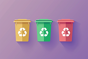 分类垃圾桶彩色可持续发展素材