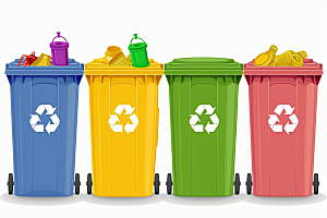 分类垃圾桶垃圾分类彩色素材
