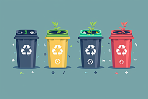 分类垃圾桶环保垃圾分类素材
