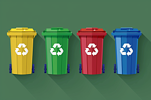 垃圾分类垃圾桶循环利用素材