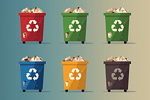 垃圾分类循环利用垃圾桶素材
