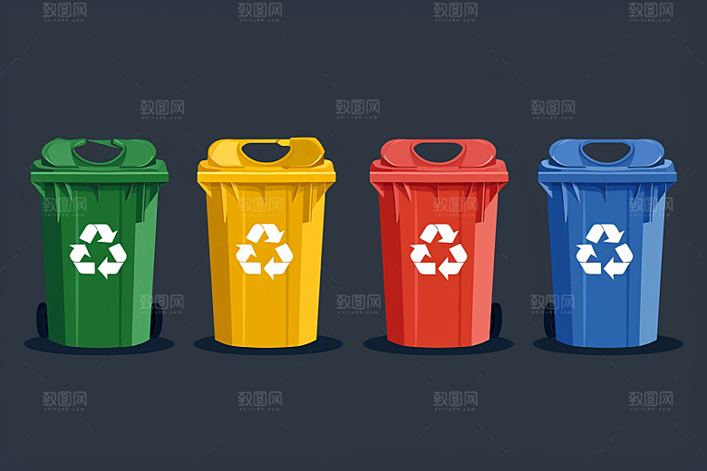 垃圾分类绿色彩色素材