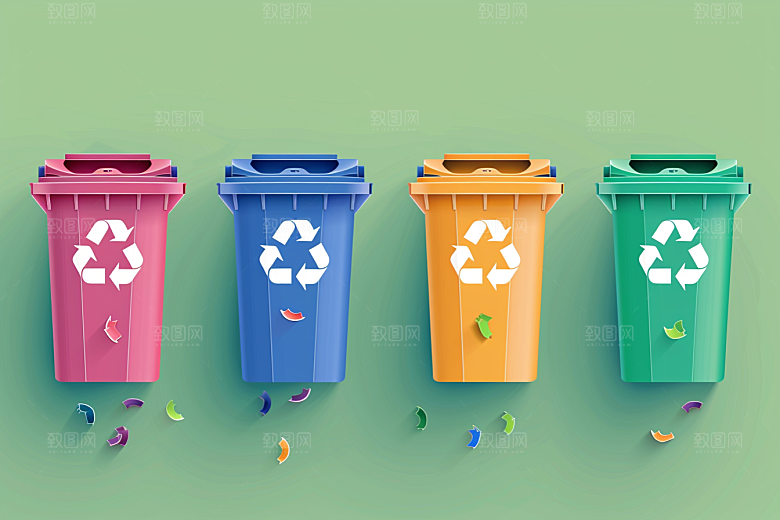 垃圾分类绿色插画素材