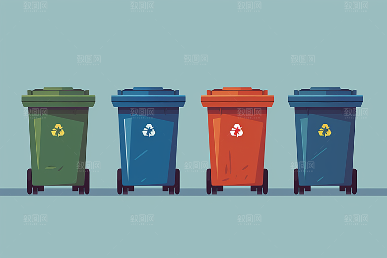 垃圾分类环保插画素材