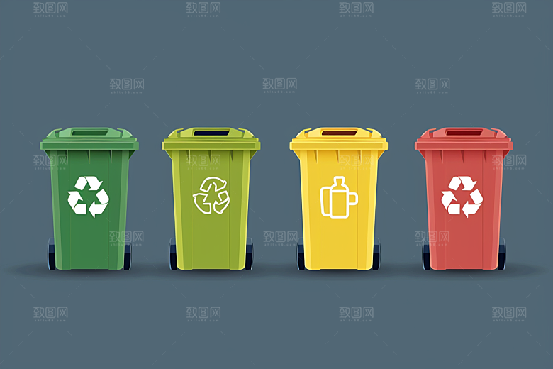 垃圾分类垃圾桶清洁素材