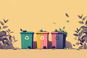 垃圾分类彩色垃圾桶素材