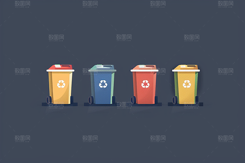 垃圾分类绿色彩色素材