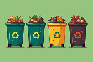 垃圾分类垃圾桶绿色素材