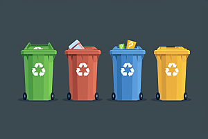 垃圾分类垃圾桶环保素材