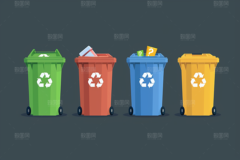 垃圾分类垃圾桶环保素材