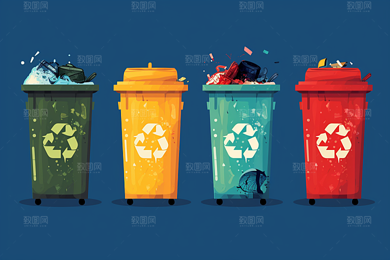 垃圾分类绿色插画素材