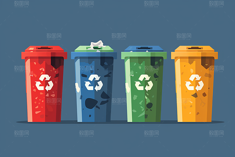 垃圾分类插画清洁素材