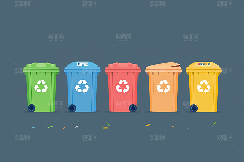 垃圾分类插画清洁素材