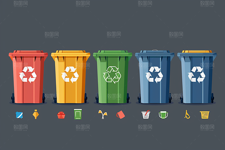 垃圾分类插画彩色素材
