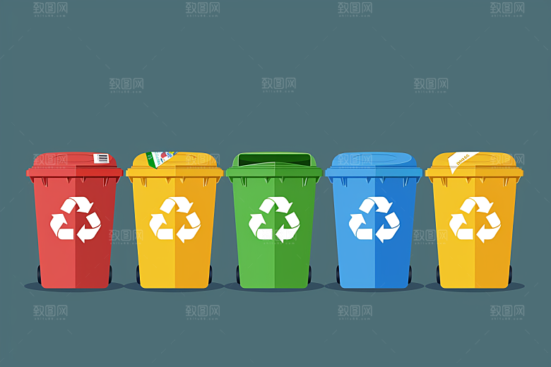 垃圾分类清洁垃圾桶素材