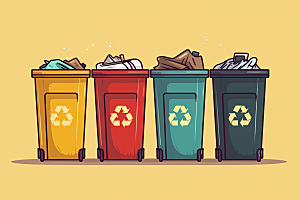 垃圾分类可持续发展垃圾桶素材