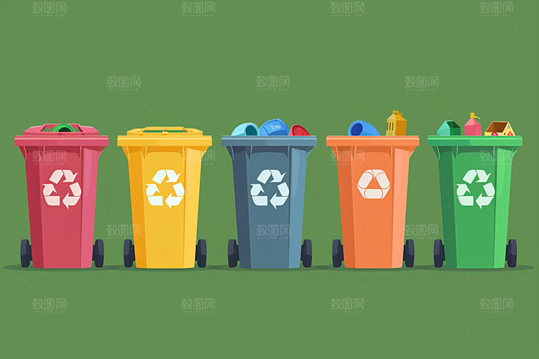 垃圾分类插画低碳素材