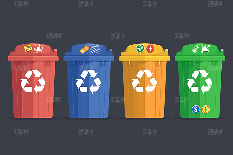 垃圾分类垃圾桶环保素材