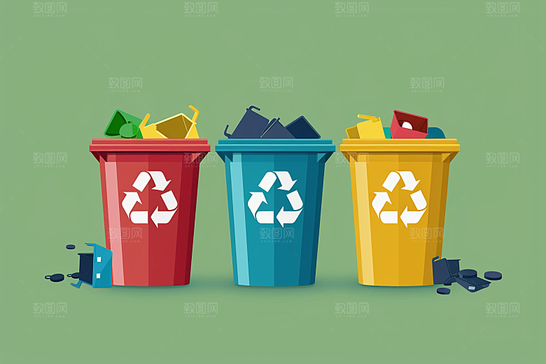 垃圾分类清洁垃圾桶素材