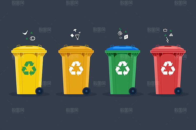 垃圾分类绿色插画素材