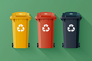 垃圾分类垃圾桶绿色素材