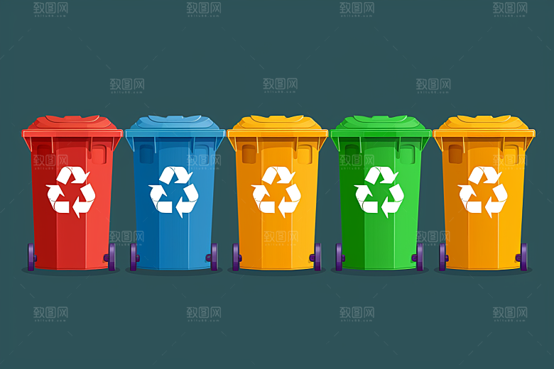 垃圾分类低碳插画素材