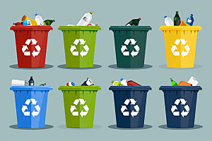 垃圾分类可持续发展垃圾桶素材
