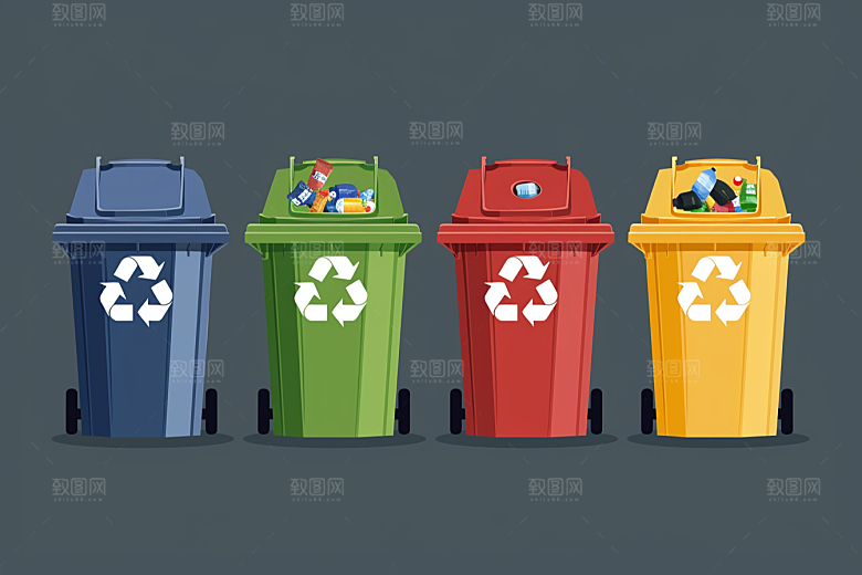 垃圾分类垃圾桶环保素材