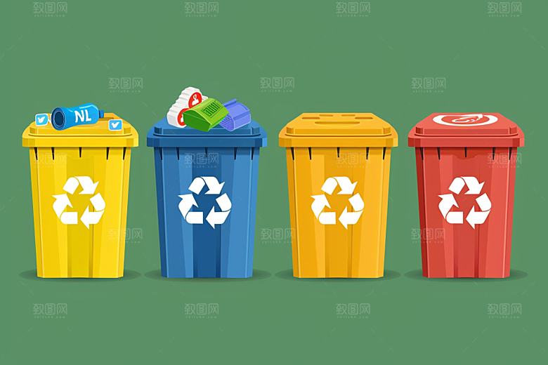 垃圾分类清洁垃圾桶素材