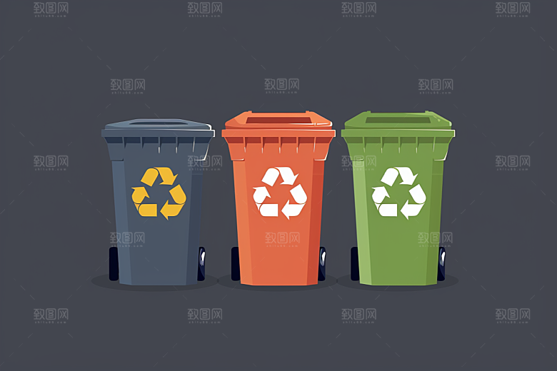 垃圾分类绿色彩色素材
