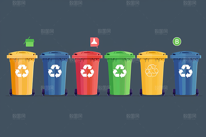 垃圾分类可持续发展垃圾桶素材
