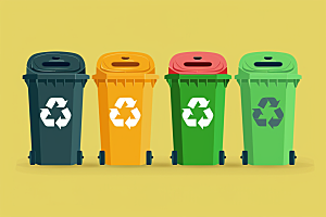 垃圾分类绿色垃圾桶素材