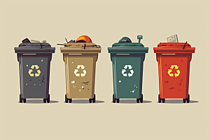 垃圾分类彩色垃圾桶素材