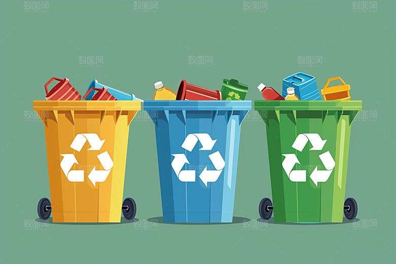 垃圾分类低碳垃圾桶素材