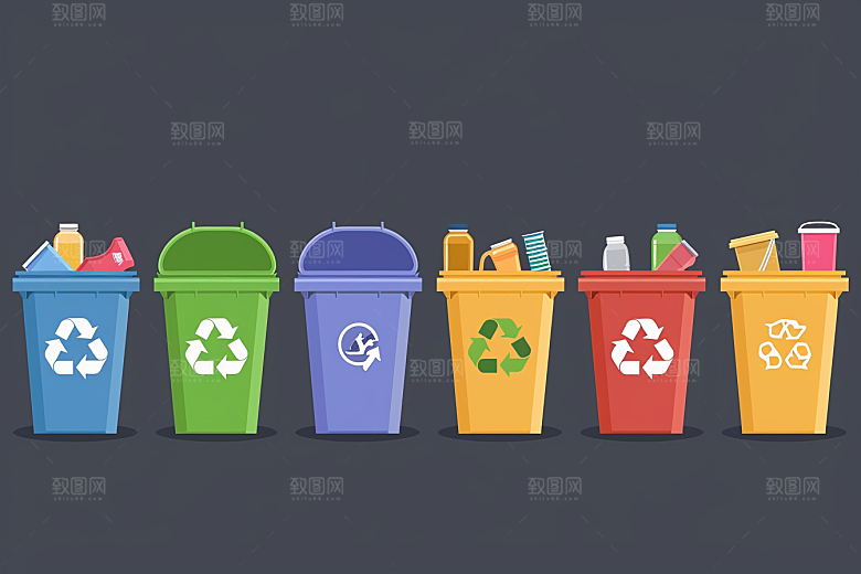 垃圾分类清洁循环利用素材