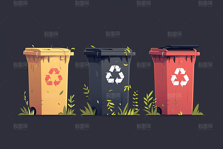 垃圾分类循环利用插画素材