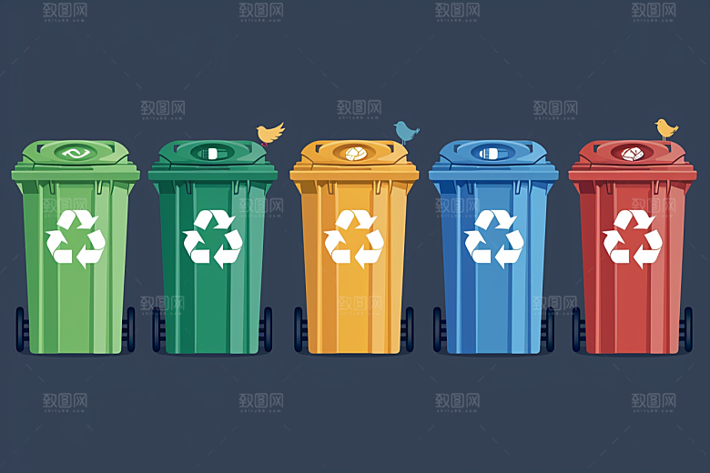 垃圾分类清洁垃圾桶素材
