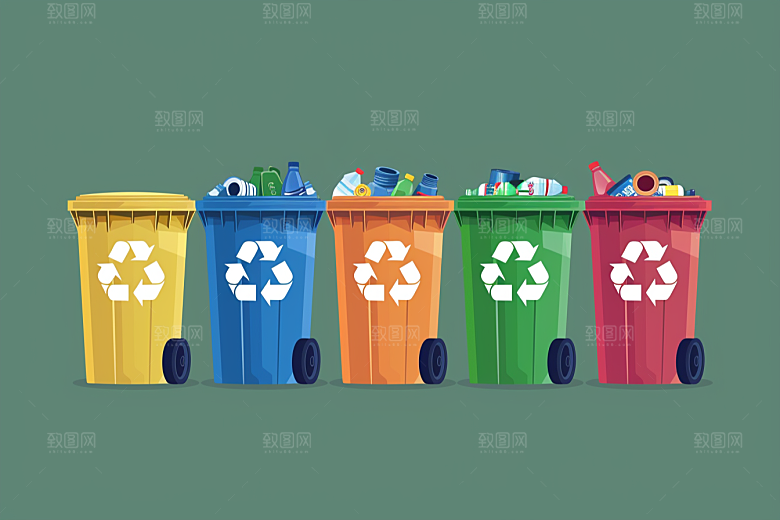 垃圾分类环保垃圾桶素材