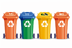 垃圾分类绿色垃圾桶素材
