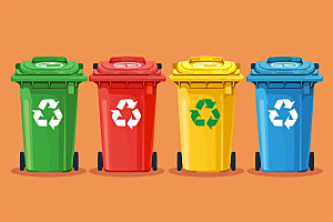 垃圾分类低碳垃圾桶素材