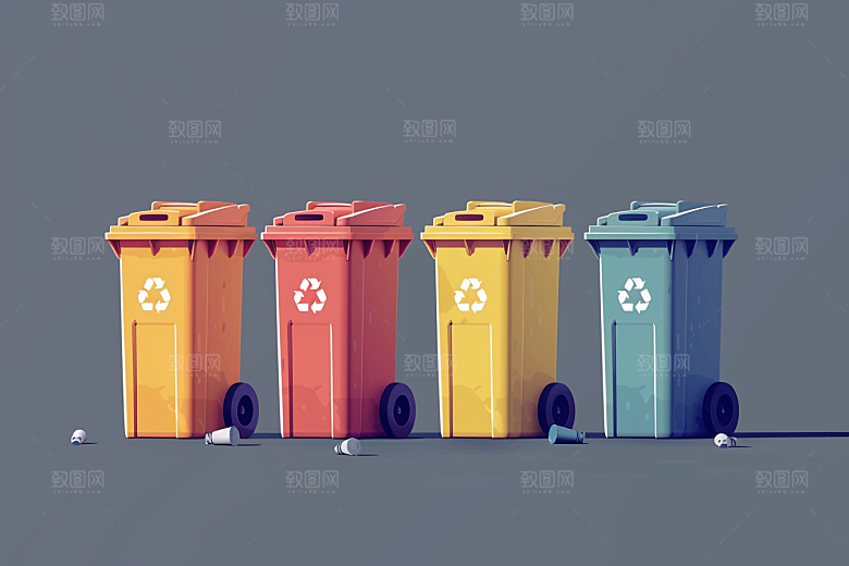垃圾分类清洁彩色素材