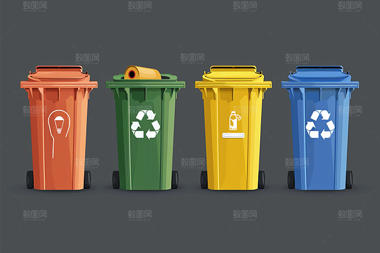 垃圾分类低碳插画素材