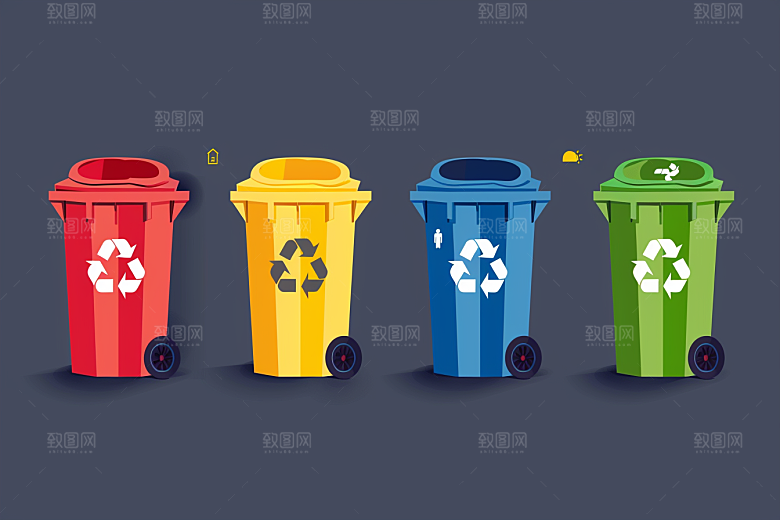 垃圾分类插画环保素材