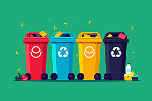 垃圾分类循环利用垃圾桶素材