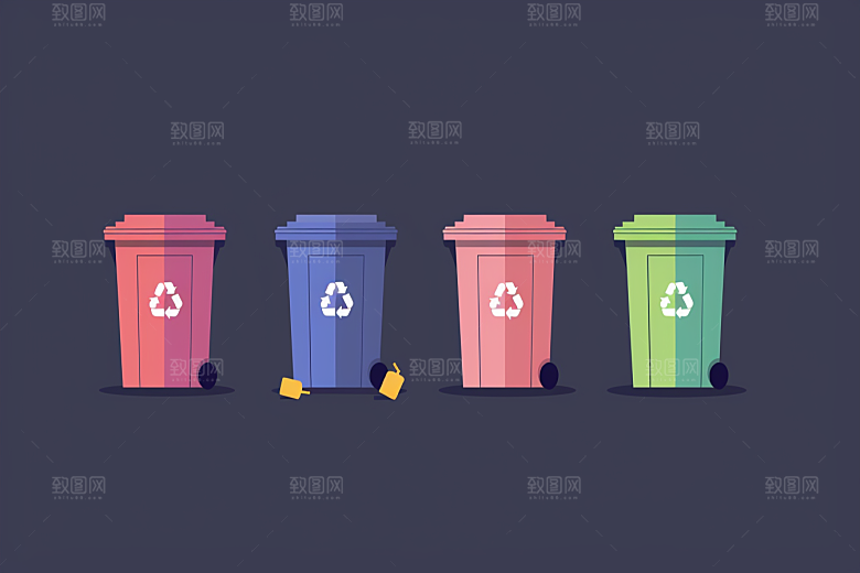 垃圾分类垃圾桶清洁素材