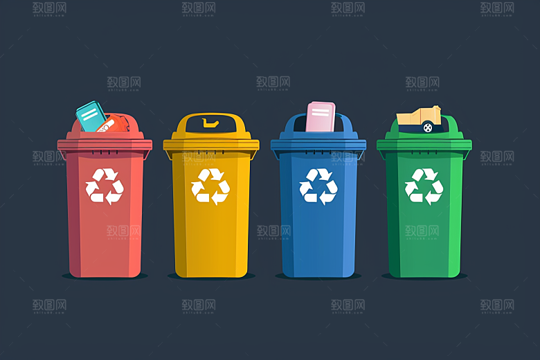 垃圾分类可持续发展垃圾桶素材