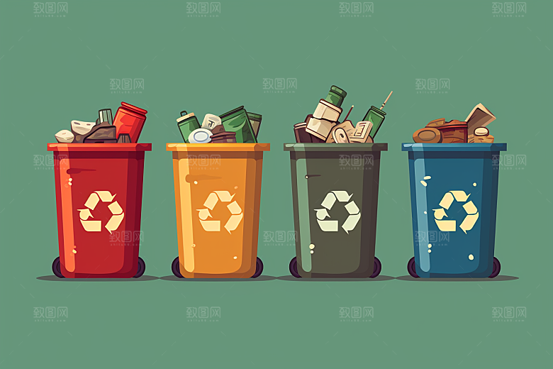 垃圾分类环保插画素材