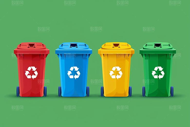 垃圾分类清洁插画素材