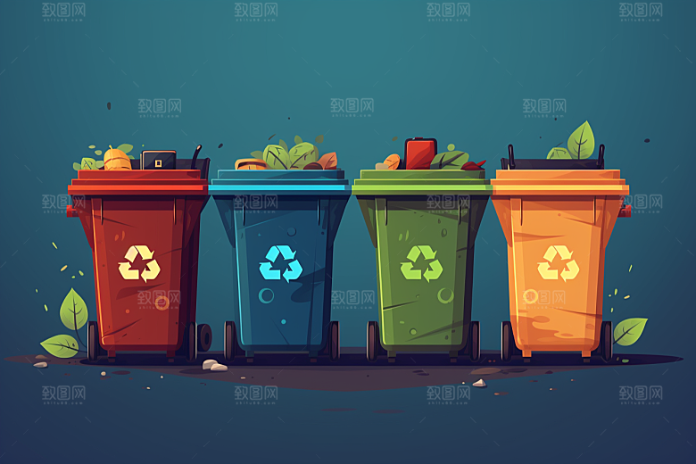 垃圾分类插画环保素材