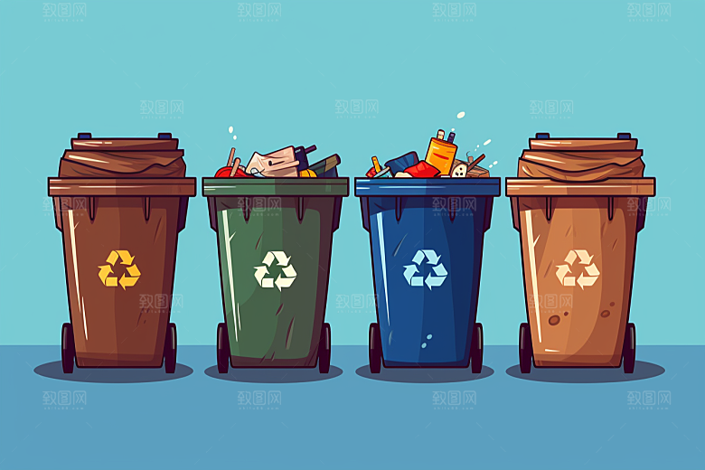 垃圾分类绿色插画素材